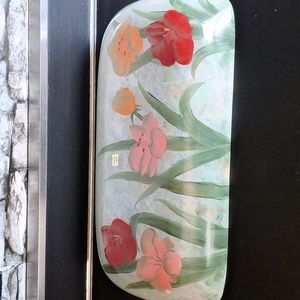 Block Crystal Meadowlark Floral Platter Dish